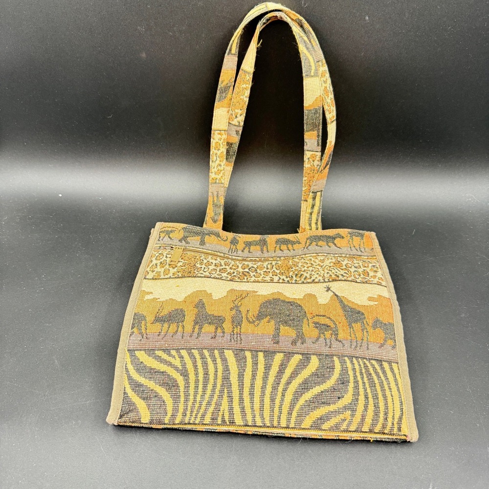 Jade Tapestry Tote Bag Womens Medium Brown African Safari Animal Print